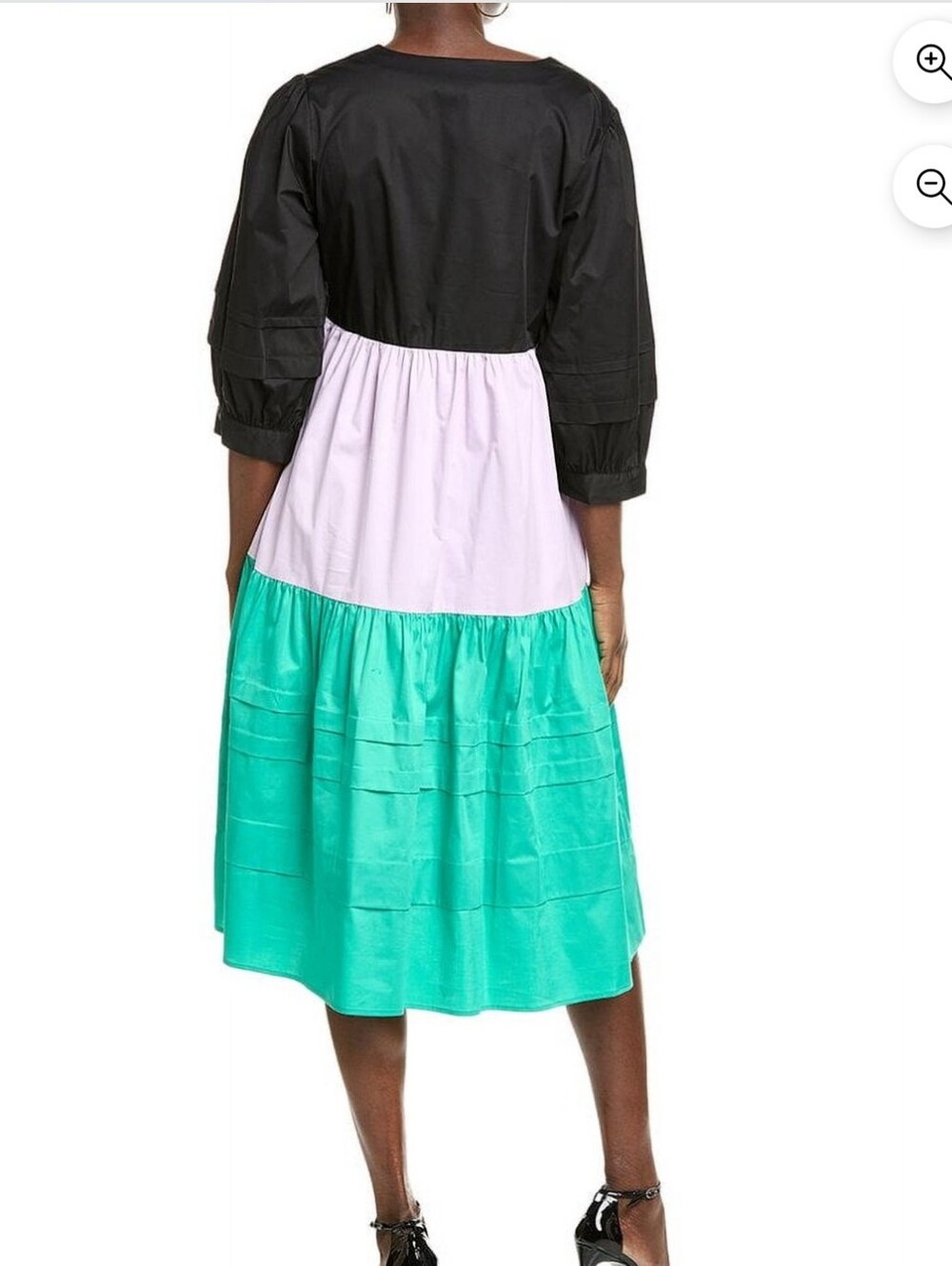 Crosby By Mollie Burch Emerson Colorblock Midi Dress in Black, Lilac & Green - Picture 8 of 9
